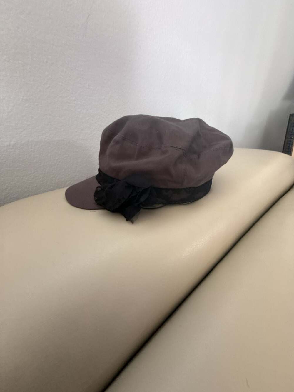Fair Weather Accessories Newsboy Cap One Size Grey Cotton Lace Trim Hat